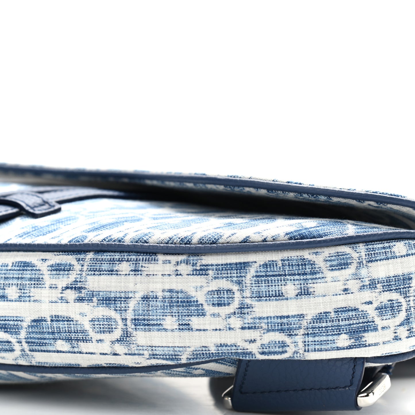 Denim Jacquard Oblique Kasuri Mens Saddle Bag Kasuri Blue White