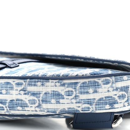 Christian Dior Denim Jacquard Oblique Kasuri Mens Saddle Bag Kasuri Blue White 9 of 9