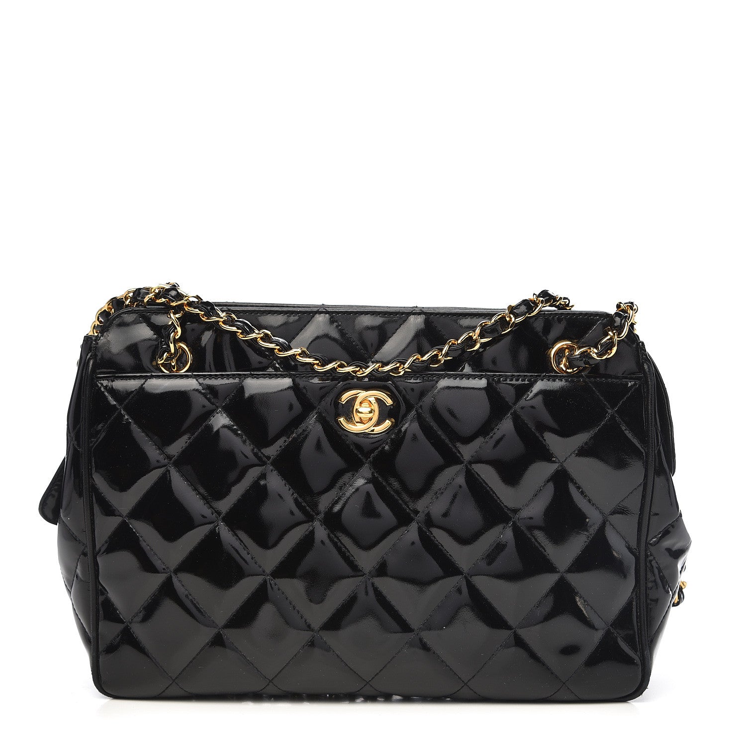 Chanel Patent Quilted Camera Case Black 1 of 11