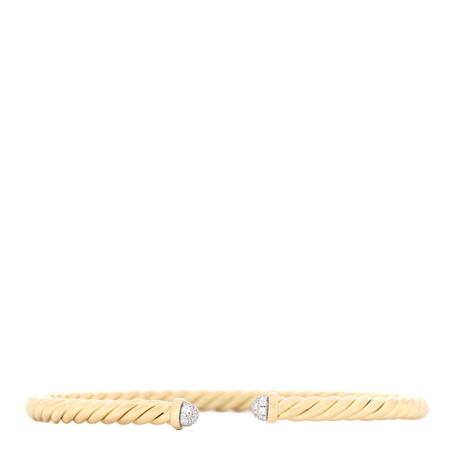 David Yurman 18K Yellow Gold Diamond 4mm Cablespira Bracelet 1 of 3