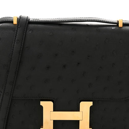 Hermes Ostrich Constance 18 Black 8 of 12