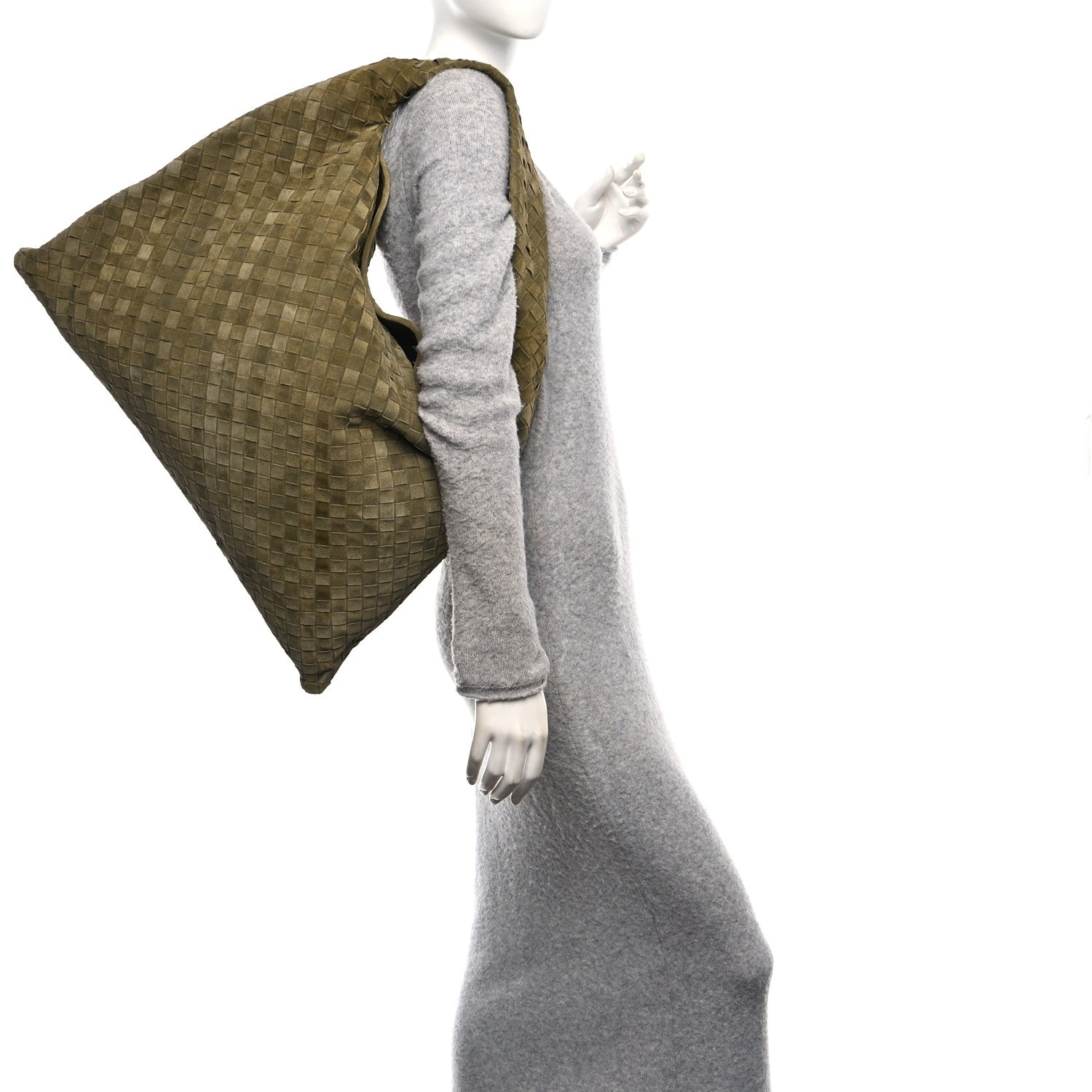 Bottega Veneta Suede Intrecciato Large Hop Mud 2 of 9