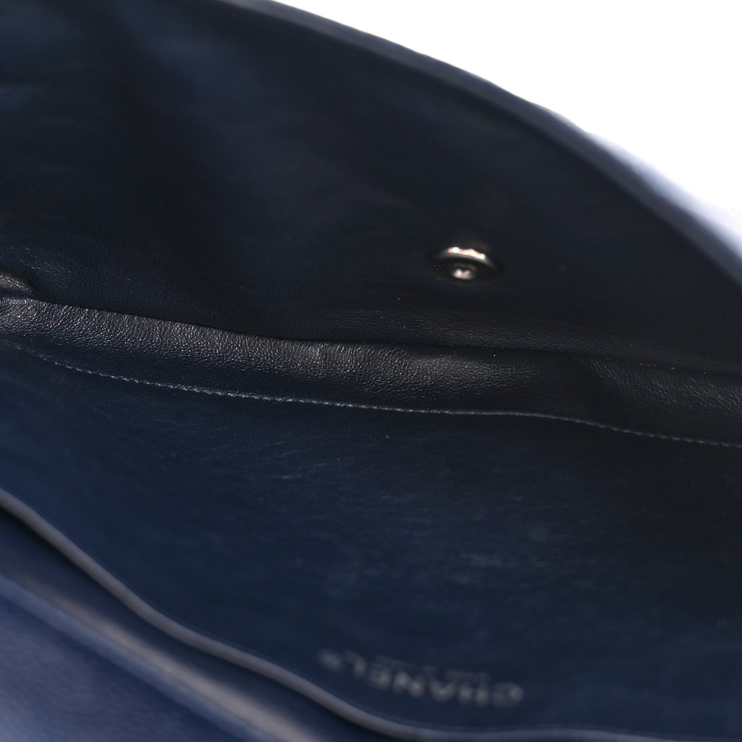 Caviar Quilted Clutch With Chain Flap Navy Blue