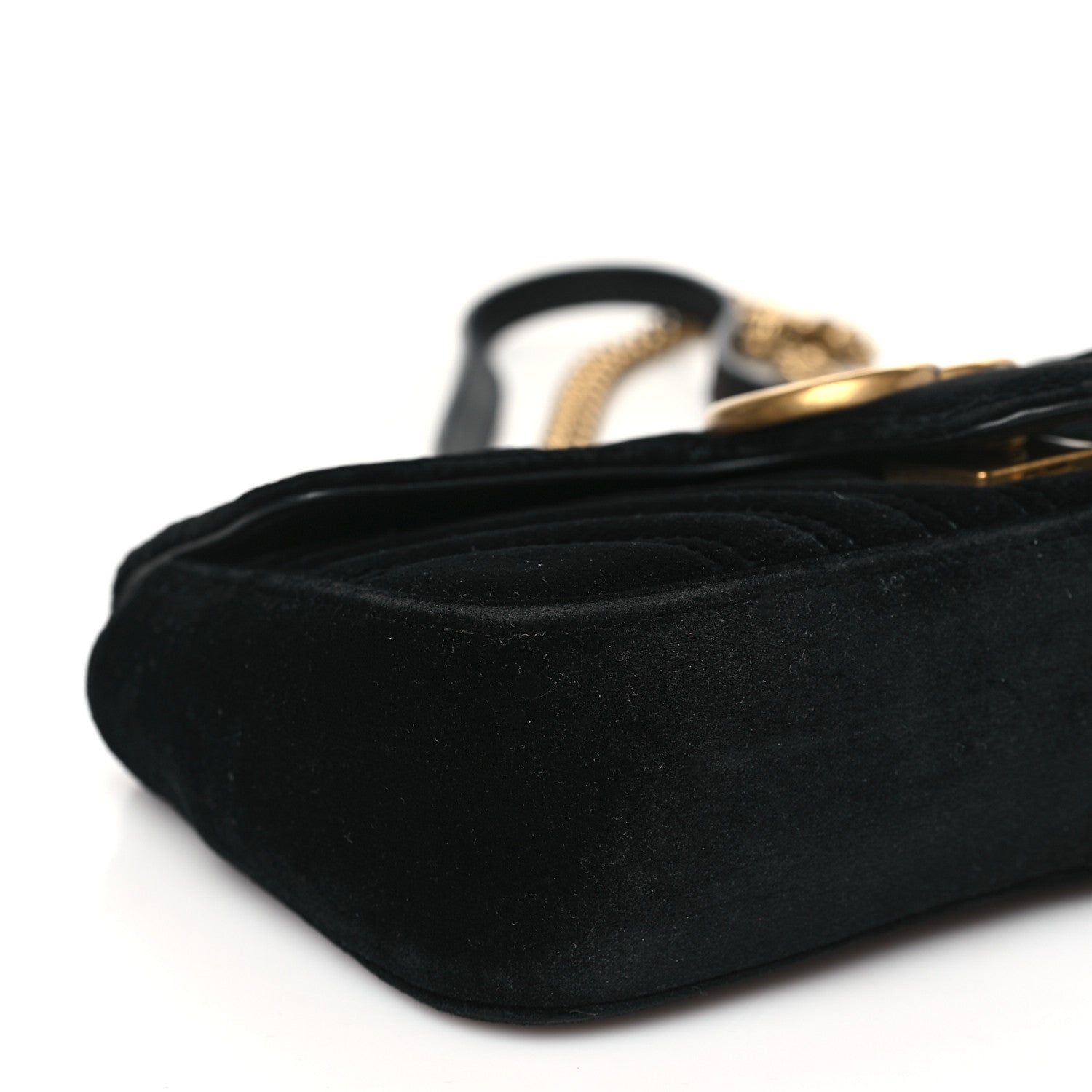 Gucci Velvet Matelasse Mini GG Marmont Shoulder Bag Black 9 of 10