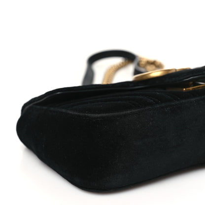 Gucci Velvet Matelasse Mini GG Marmont Shoulder Bag Black 9 of 10