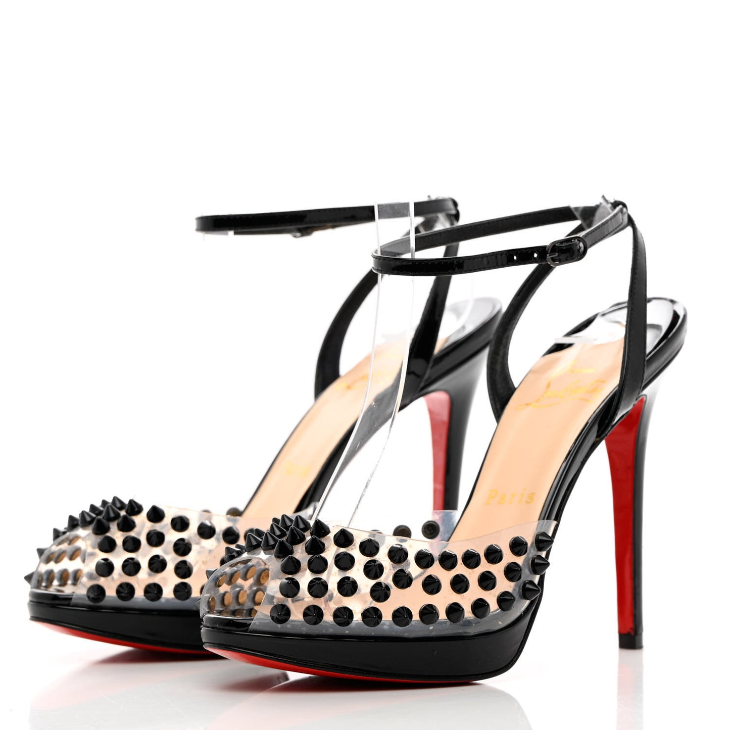 Nappa PVC Spiked St Jeannette 120 Peep Toe Pumps 35.5 Black