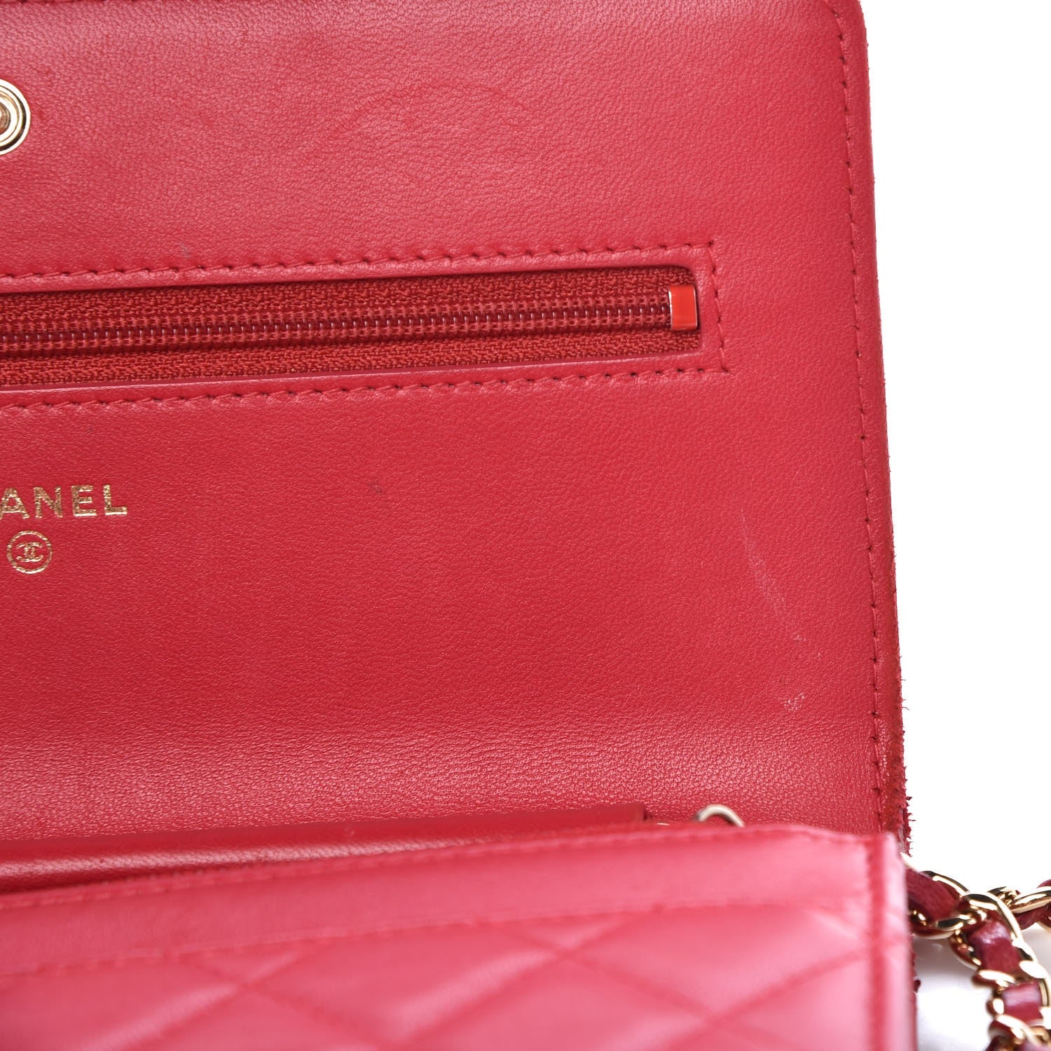 Chanel Lambskin Quilted Boy Wallet On Chain WOC Red 6 of 11