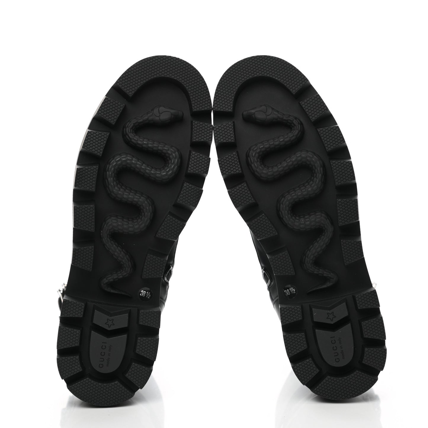Nappa Frances GG Matelasse Platform Combat Boots 38.5 Black