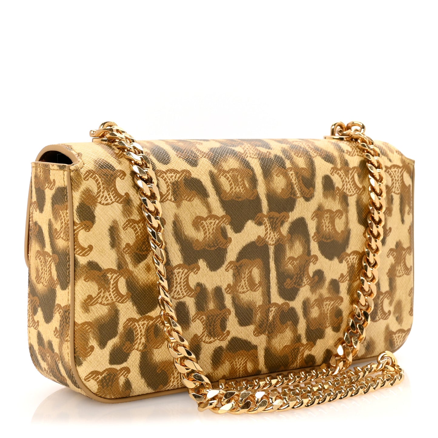 Canvas Leopard Print Triomphe Chain Shoulder Bag