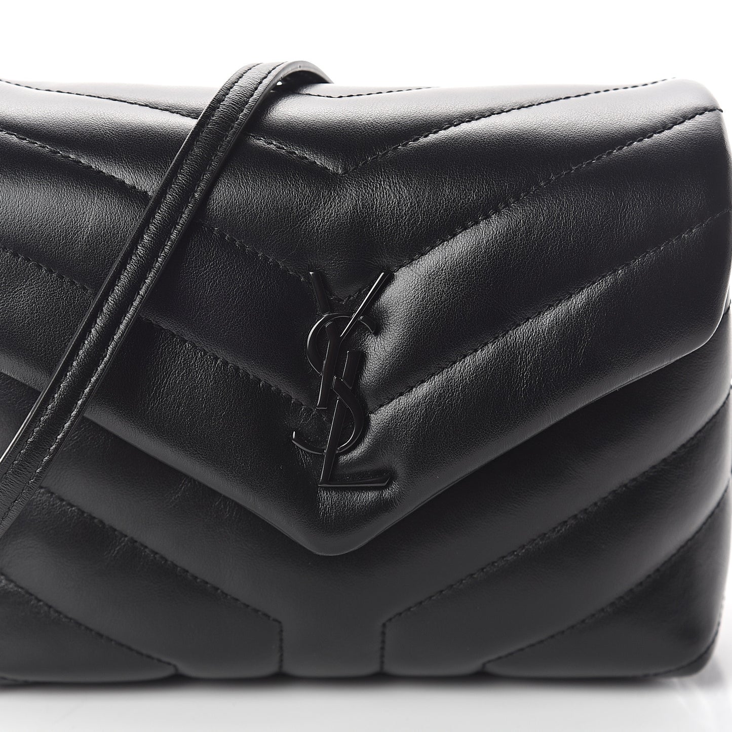 Calfskin Y Quilted Monogram Toy Loulou Crossbody Bag Black