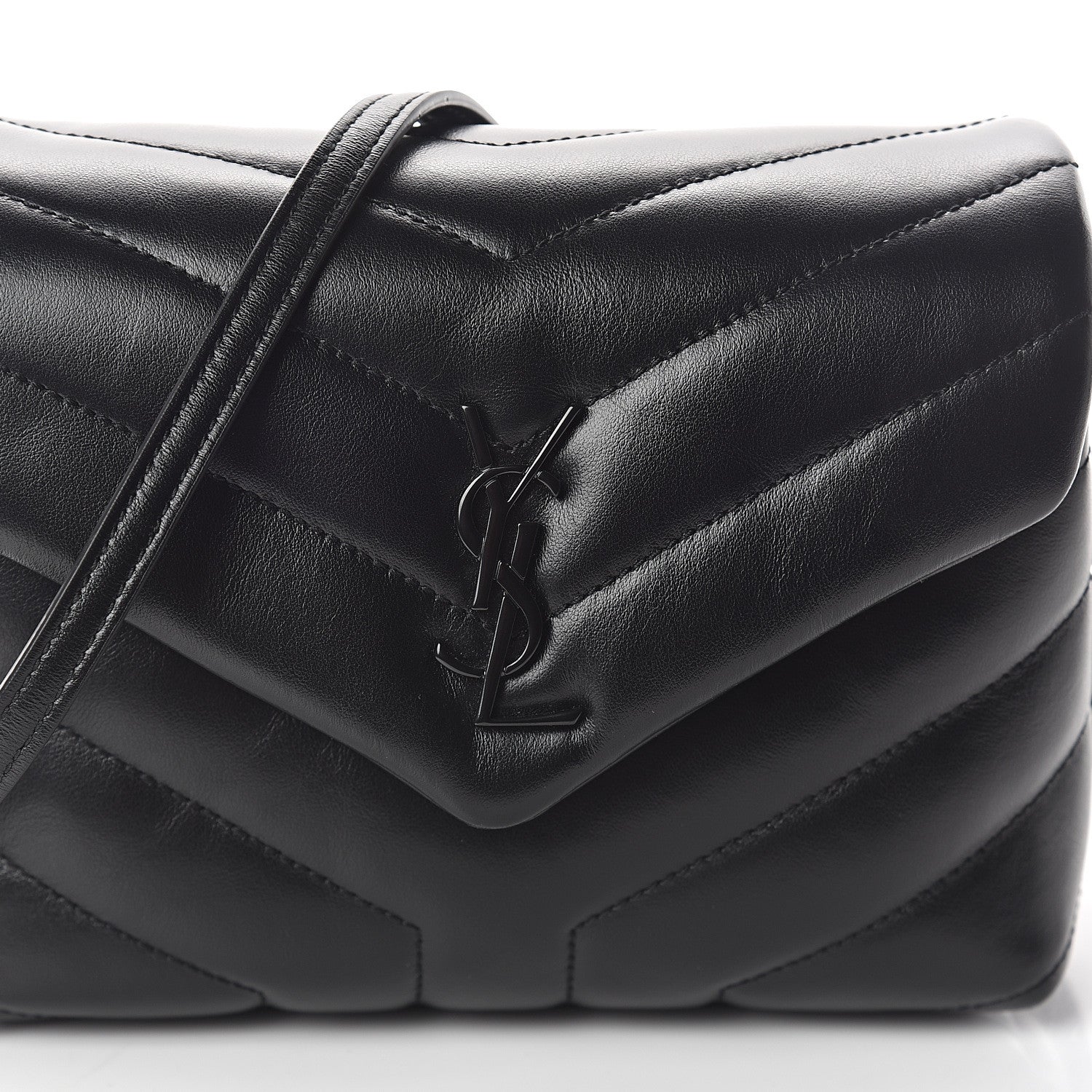 Saint Laurent Calfskin Y Quilted Monogram Toy Loulou Crossbody Bag Black 6 of 9