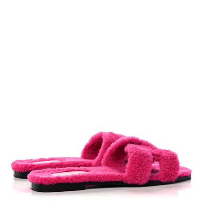 Hermes Woolskin Oran Sandals 39.5 Rose Fuchsia 4 of 7