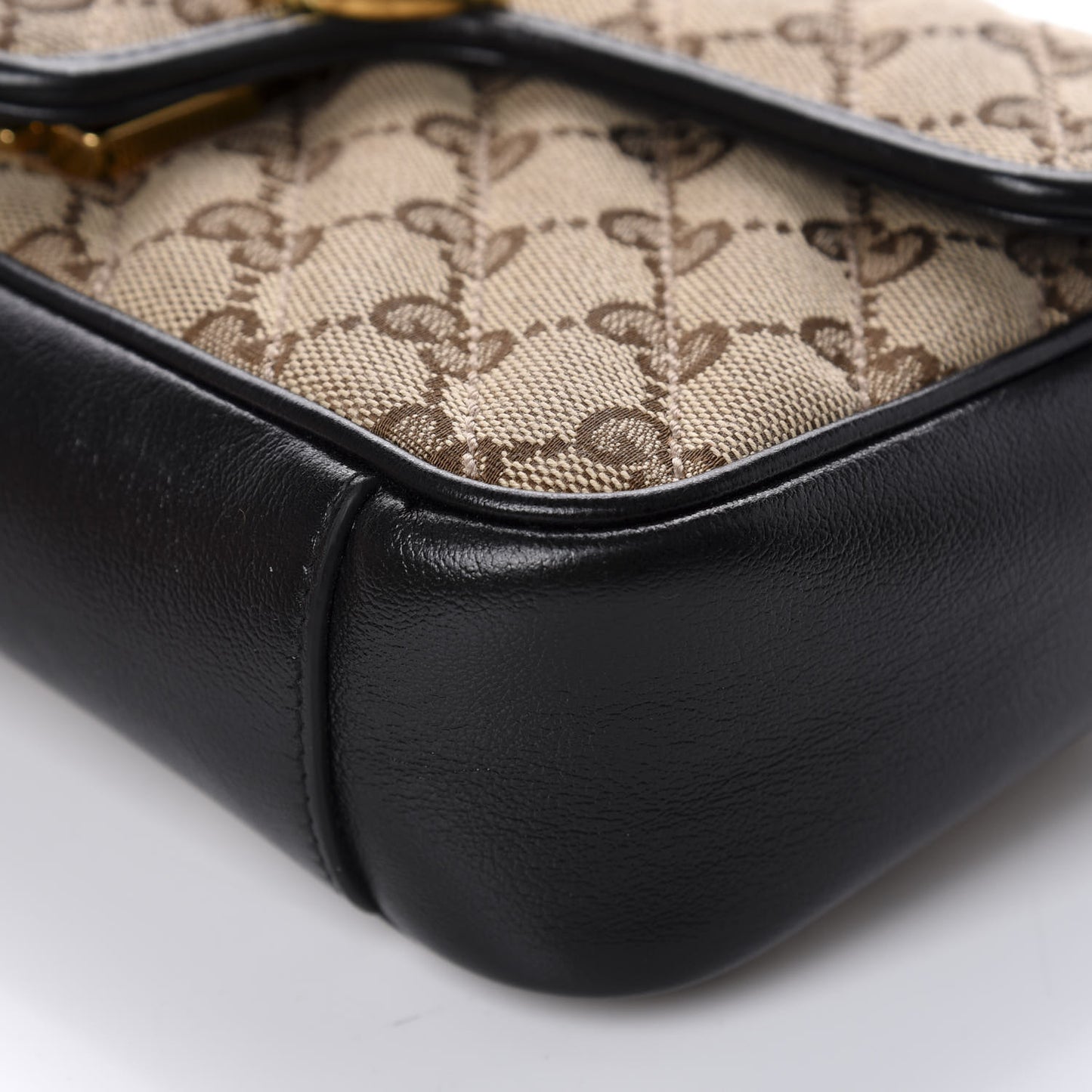 Monogram Matelasse Diagonal Mini GG Marmont Shoulder Bag Beige Black