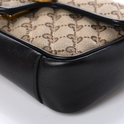 Gucci Monogram Matelasse Diagonal Mini GG Marmont Shoulder Bag Beige Black 8 of 15
