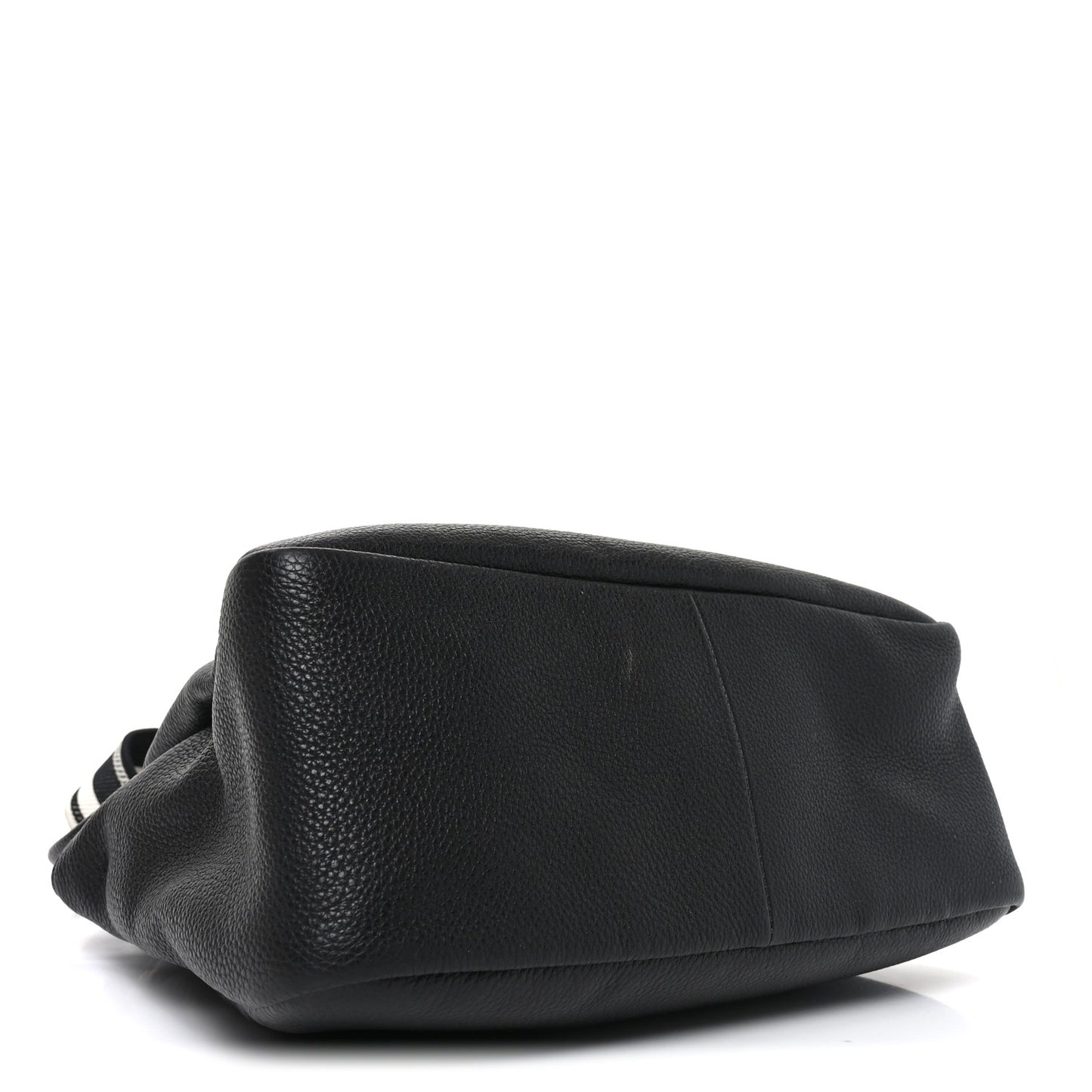 Vitello Daino Soft Medium Zippered Top Handle Bag Black