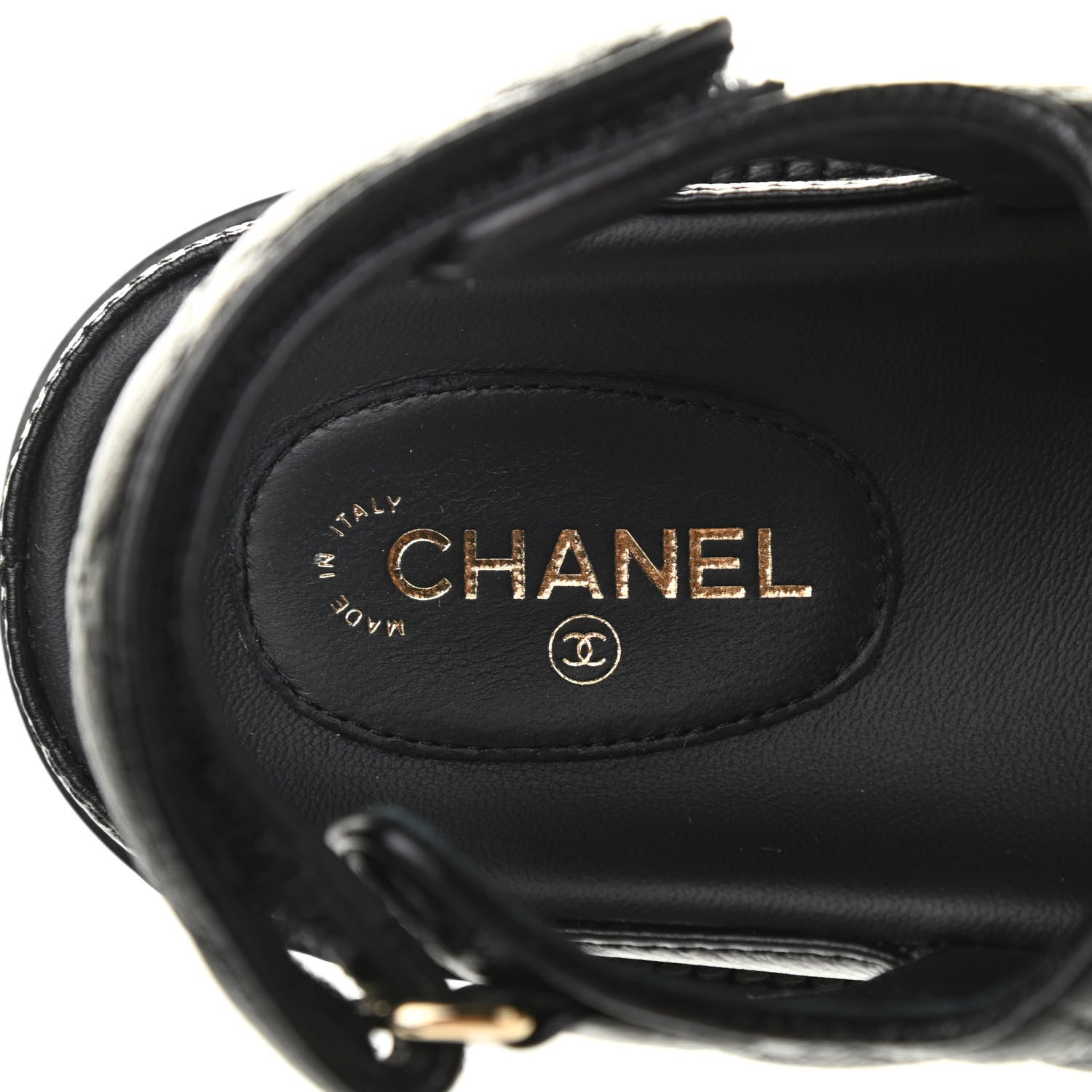 Chanel Grained Calfskin Velcro Dad Sandals 38 Black 6 of 8