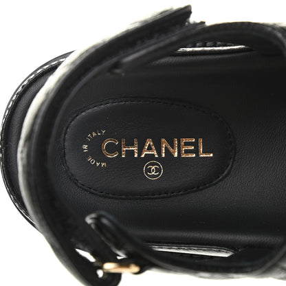 Chanel Grained Calfskin Velcro Dad Sandals 38 Black 6 of 8