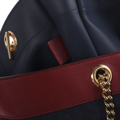 Gucci Suede Calfskin Large Rajah Chain Tote New Blue Romantic Cherry 6 of 11