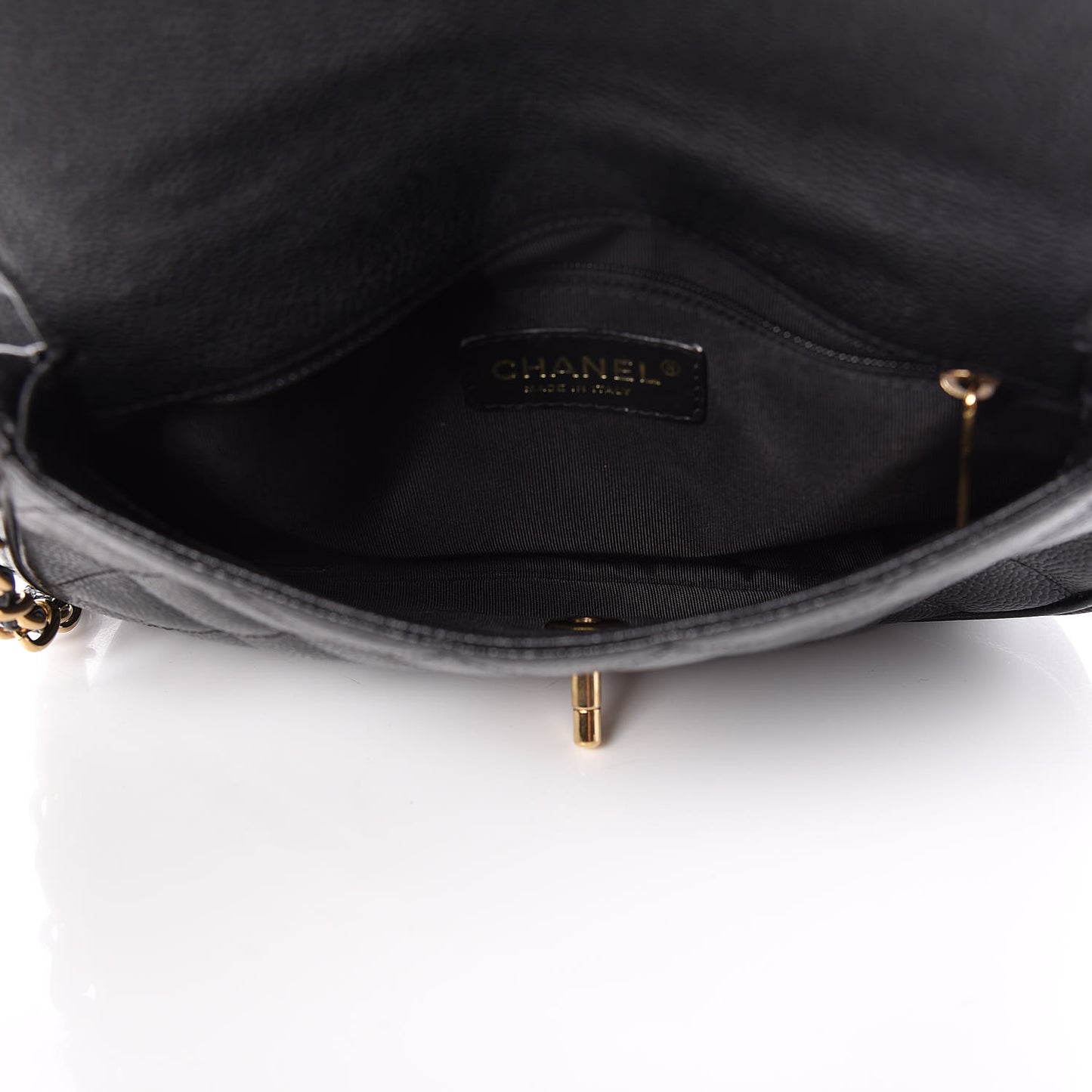 Caviar Quilted Small Flap Shoulder Bag Black