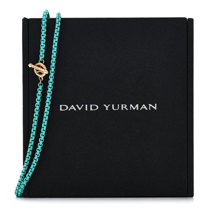 David Yurman Stainless Steel 14K Yellow Gold Acrylic Bel Aire Chain Necklace Turquoise 7 of 7