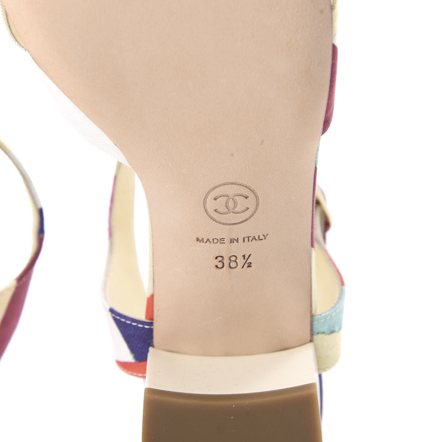 Chanel Fabric Camellia Embossed Sandals 38.5 Multicolor 6 of 8
