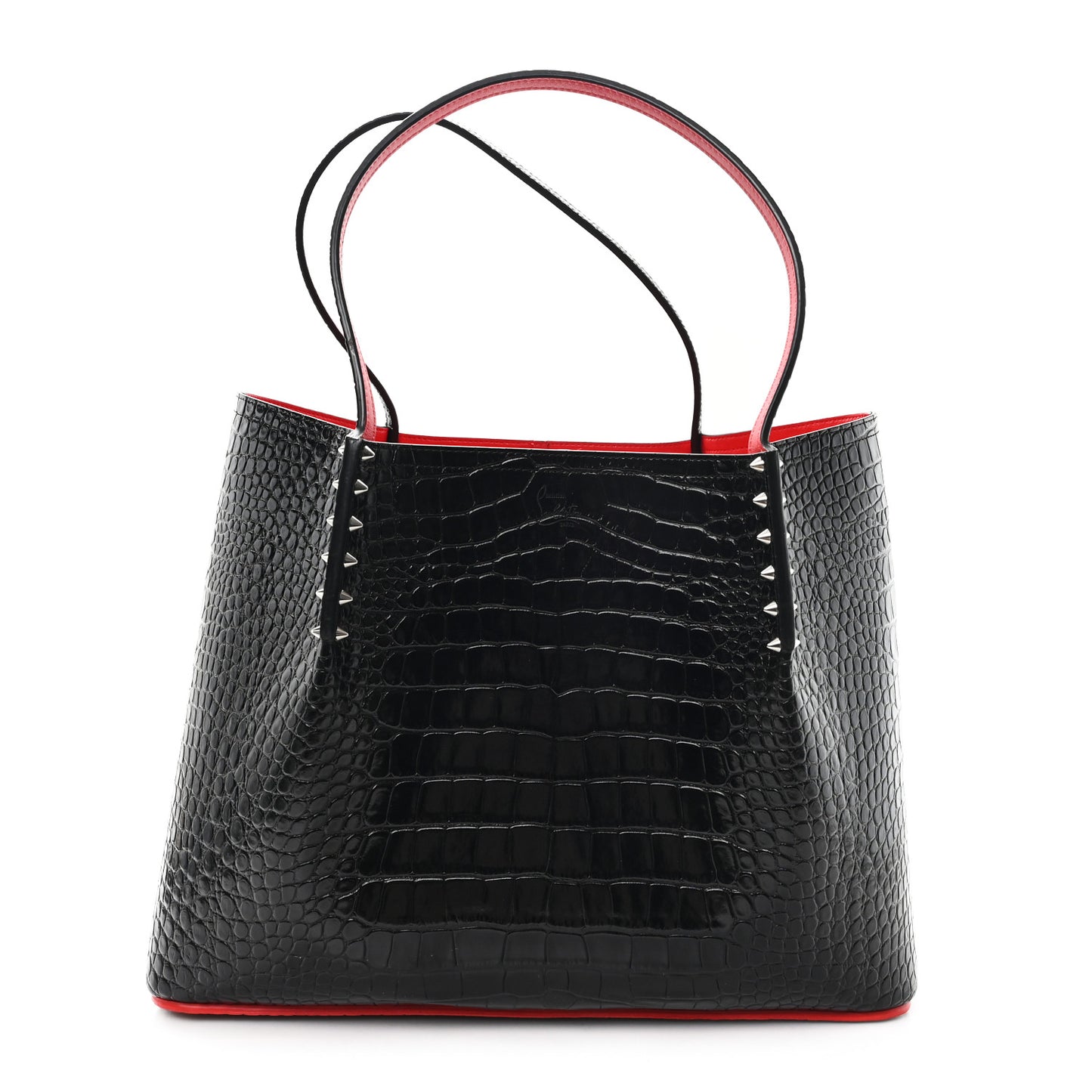 Calfskin Crocodile Embossed Spikes Large Cabarock Black