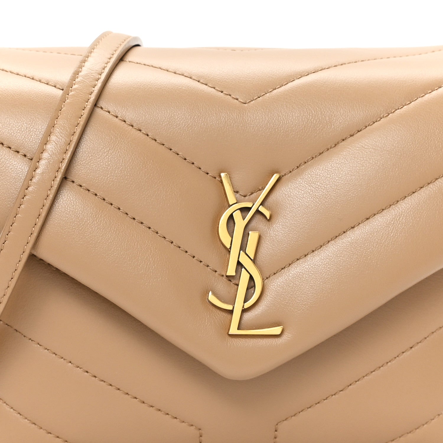 Saint Laurent Calfskin Y Quilted Monogram Toy Loulou Crossbody Bag Natural Tan 8 of 11