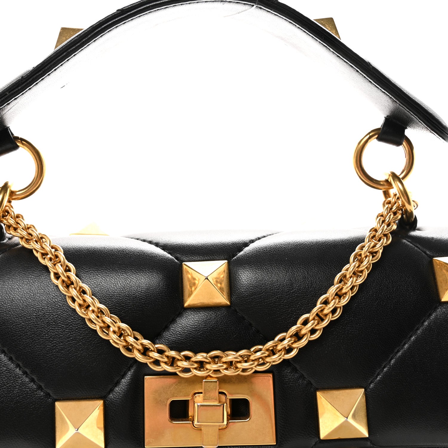 Valentino Garavani Nappa Large Roman Stud Shoulder Bag Black 7 of 9
