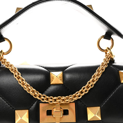 Valentino Garavani Nappa Large Roman Stud Shoulder Bag Black 7 of 9
