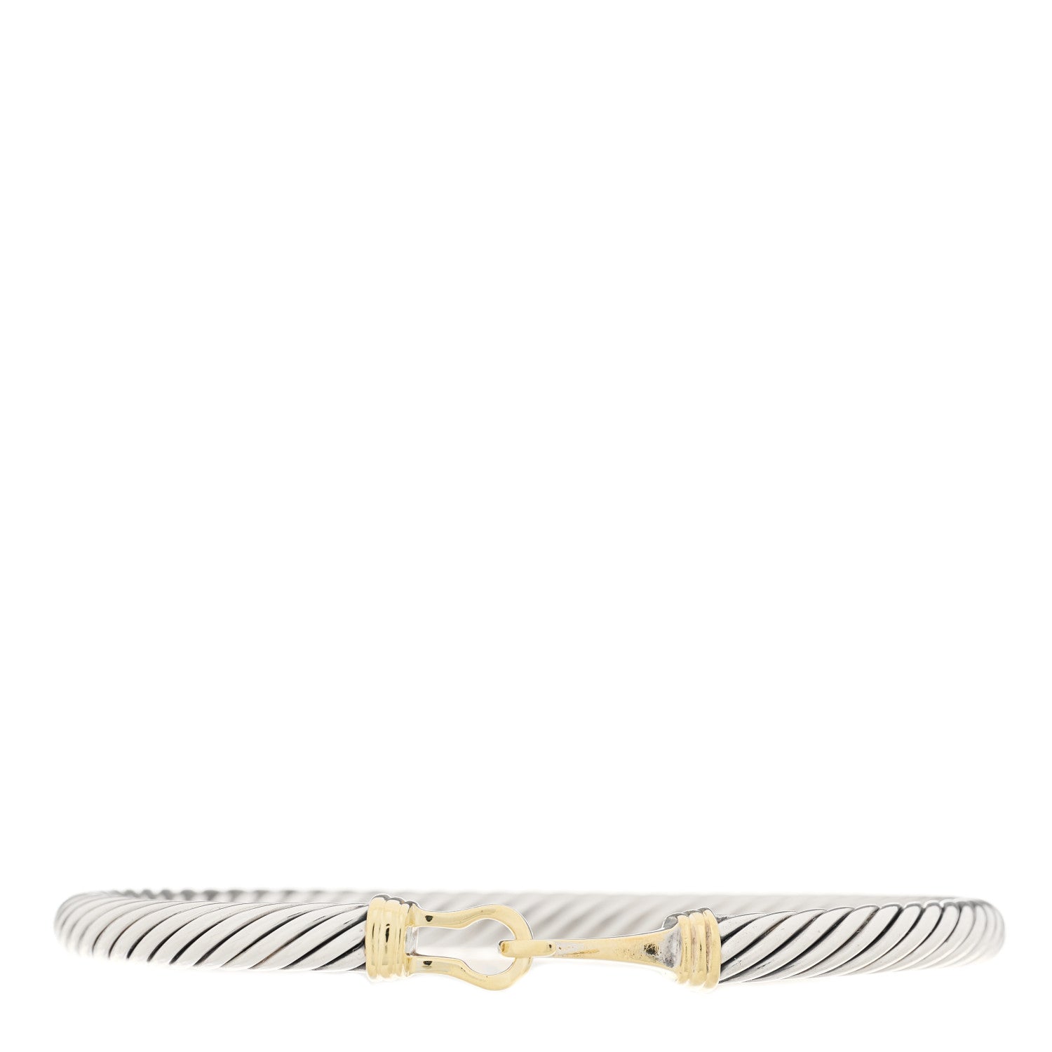 David Yurman Sterling Silver 14K Yellow Gold 5mm Cable Classic Buckle Bracelet 1 of 2