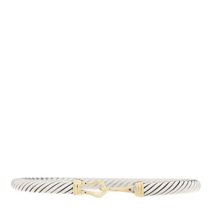 David Yurman Sterling Silver 14K Yellow Gold 5mm Cable Classic Buckle Bracelet 1 of 2