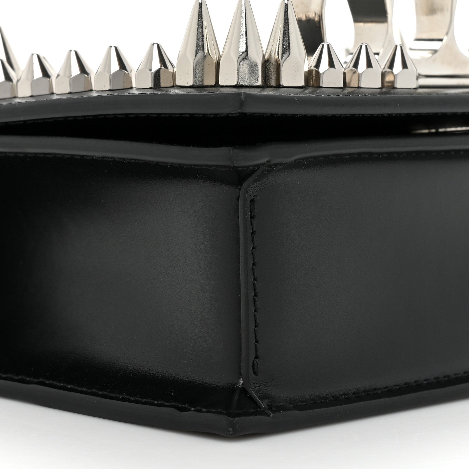 Alexander McQueen Calfskin Studded Knuckle Satchel Black Silver 8 of 10