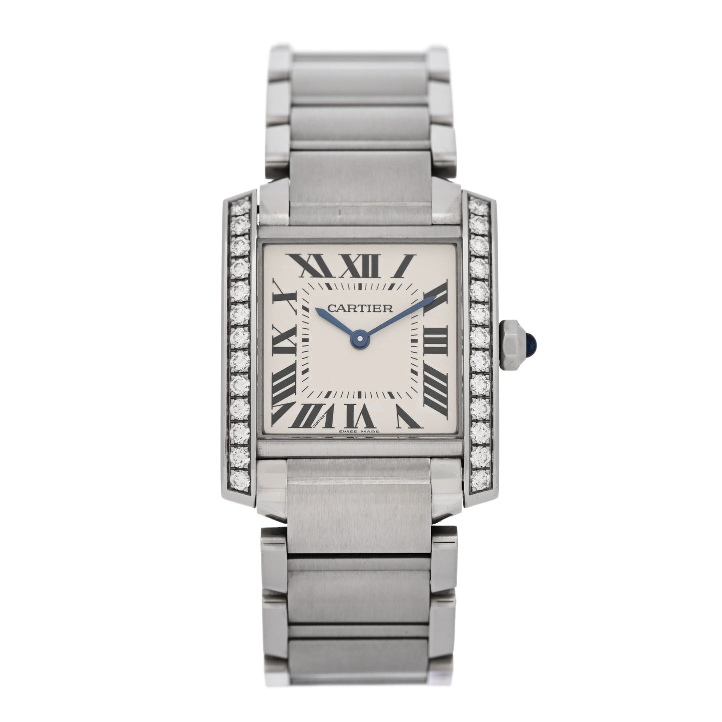 Stainless Steel Diamond Bezel 25mm Tank Francaise Quartz Watch