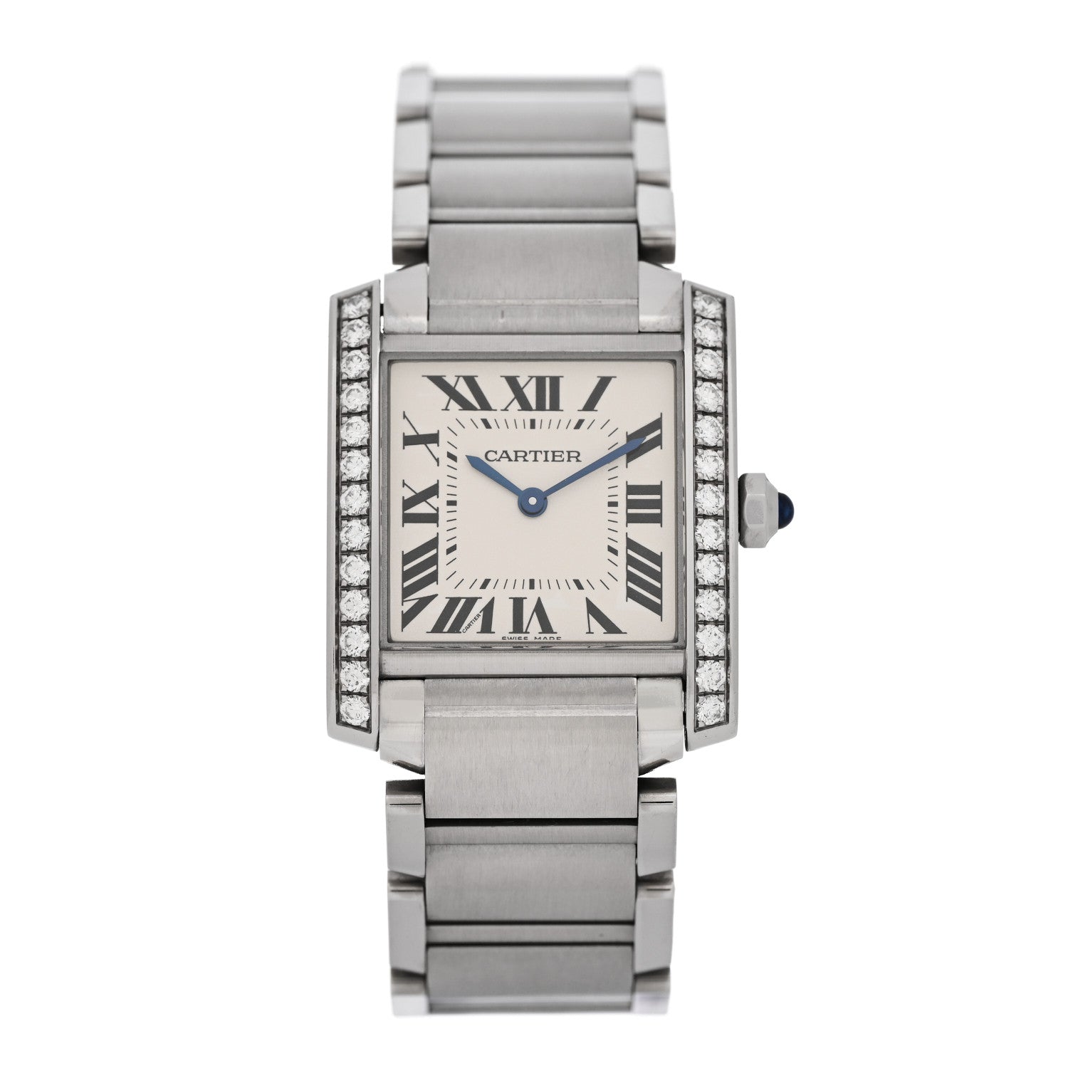 Cartier Stainless Steel Diamond Bezel 25mm Tank Francaise Quartz Watch 1 of 7