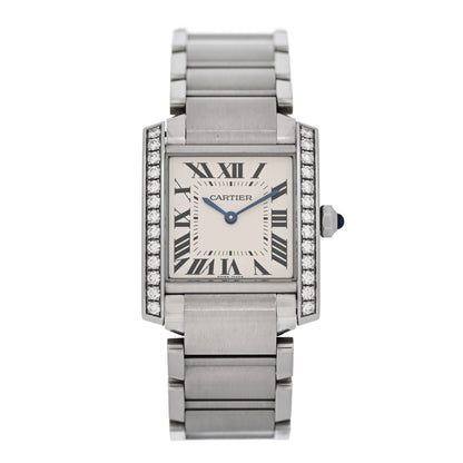 Cartier Stainless Steel Diamond Bezel 25mm Tank Francaise Quartz Watch 1 of 7