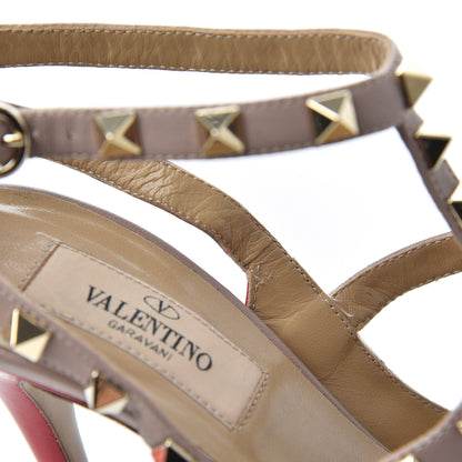 Valentino Garavani Patent Nappa Rockstud Ankle Strap 100mm Pumps 36 Rosso Valentino Poudre 12 of 18
