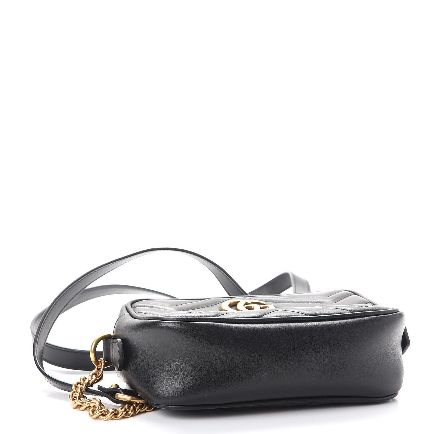 Calfskin Matelasse Mini GG Marmont Chain Shoulder Bag Black