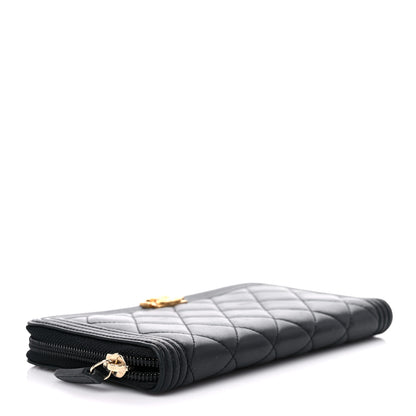 Chanel Lambskin Quilted Boy Zip Around Wallet Black 4 of 16