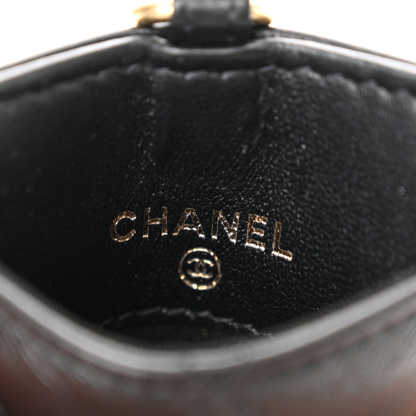 Pearl Lambskin Pearl Crown CC Wristlet Multi Pouches Black