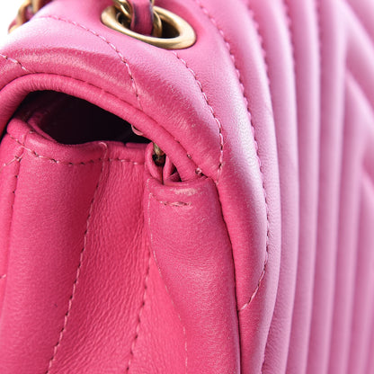 Chanel Lambskin Chevron Quilted Extra Mini Rectangular Flap Dark Pink 13 of 16