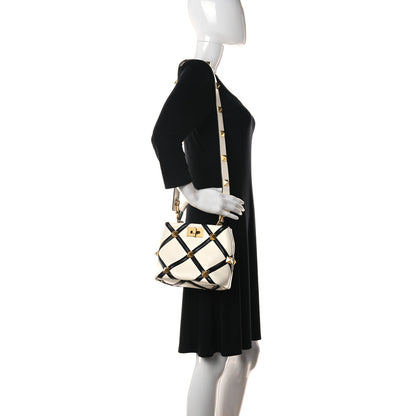Valentino Garavani Nappa Small Roman Stud The Handle Bag Ivory Black 3 of 10