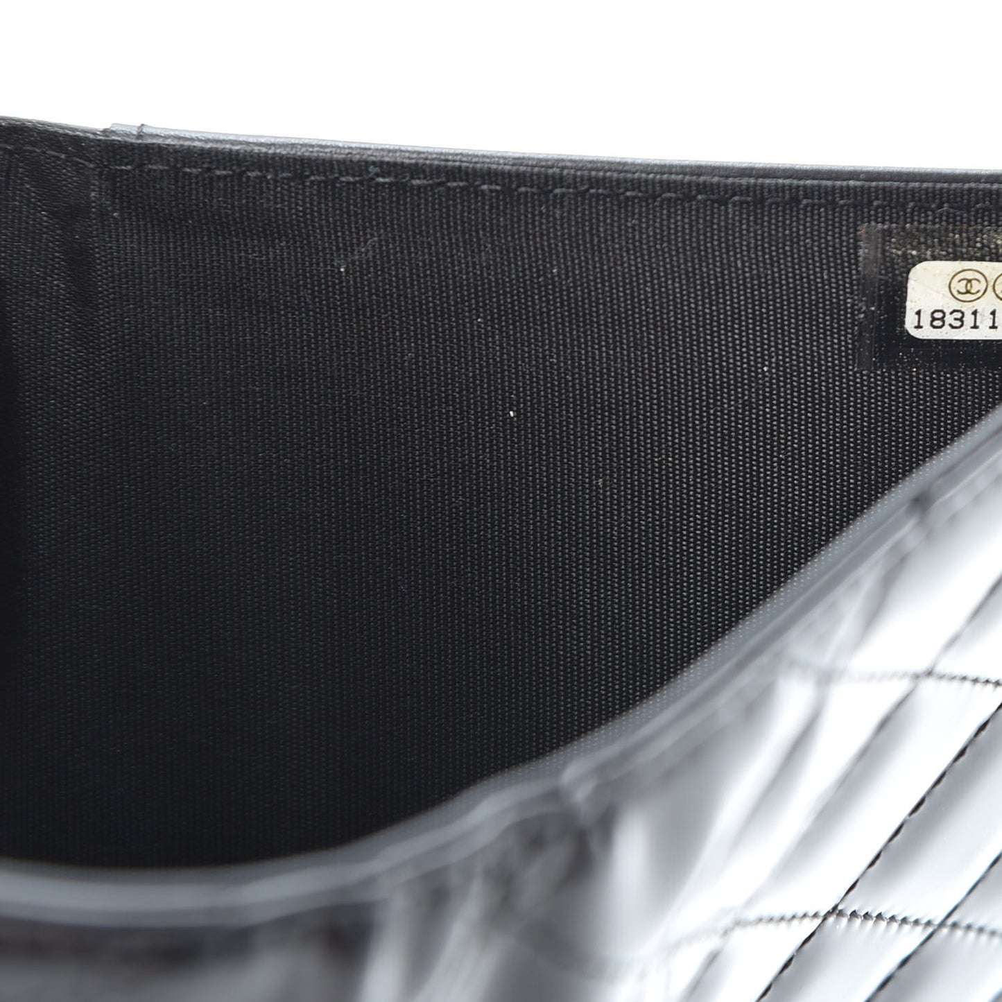 Patent Quilted Large Brilliant Flap Wallet Black