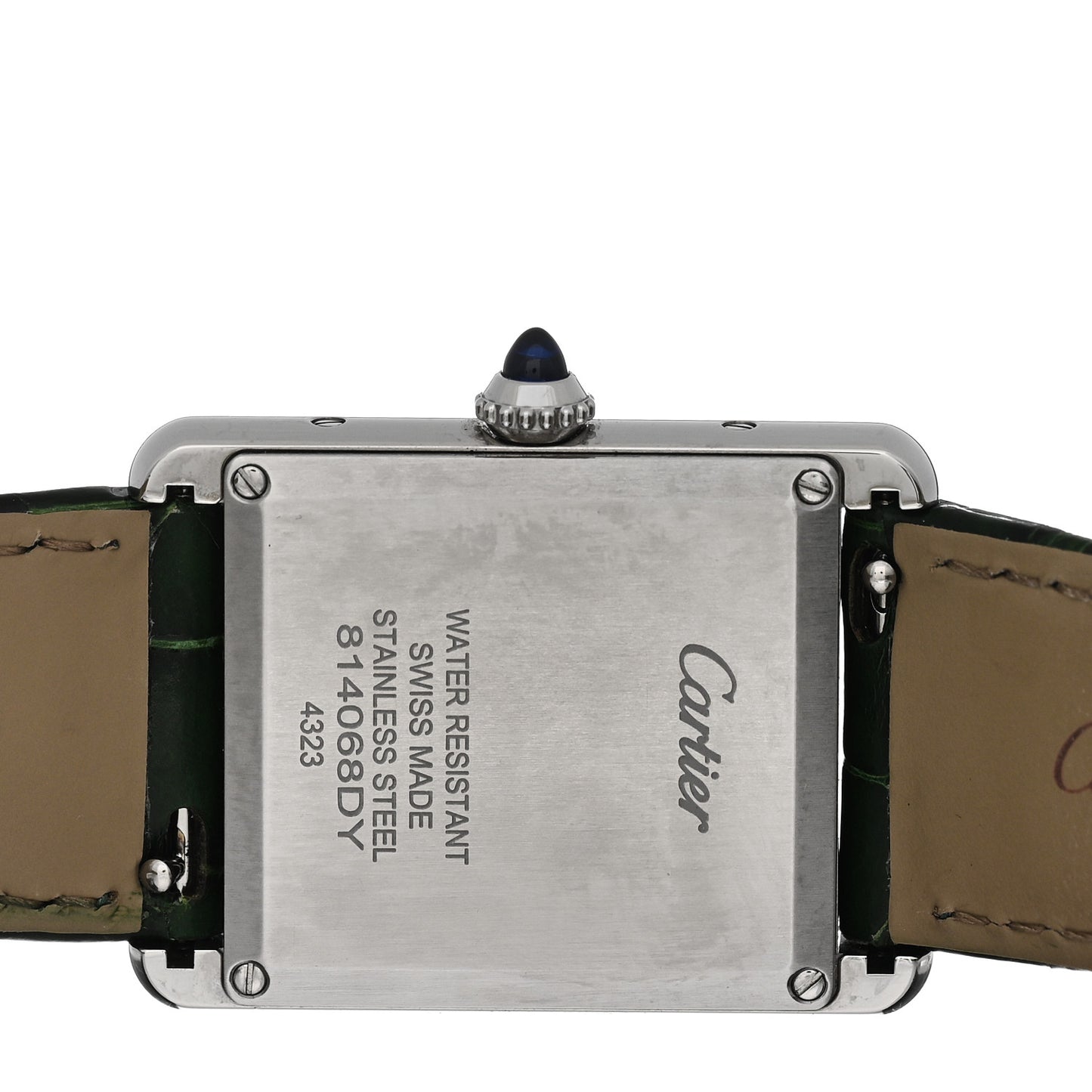 Stainless Steel Alligator 25mm Must de Cartier Tank Quartz Watch Green