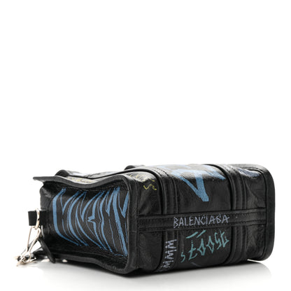 Balenciaga Agneau Arena Graffiti All Over XXS Bazar Shopper Tote Black Multicolor 4 of 12