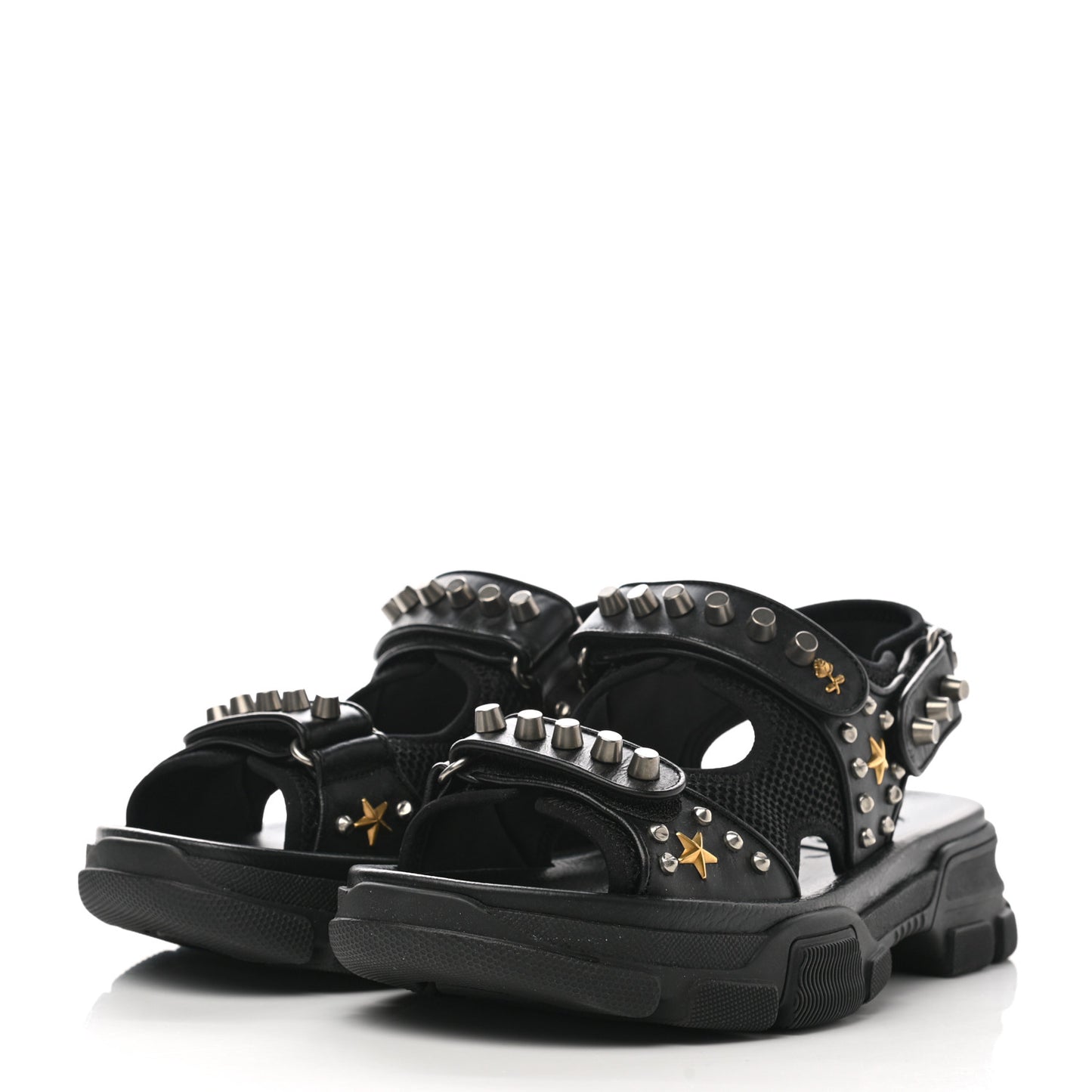 Nappa Mesh Studded Mens Aguru Sandals 8 Black