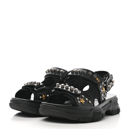 Gucci Nappa Mesh Studded Mens Aguru Sandals 8 Black 3 of 8