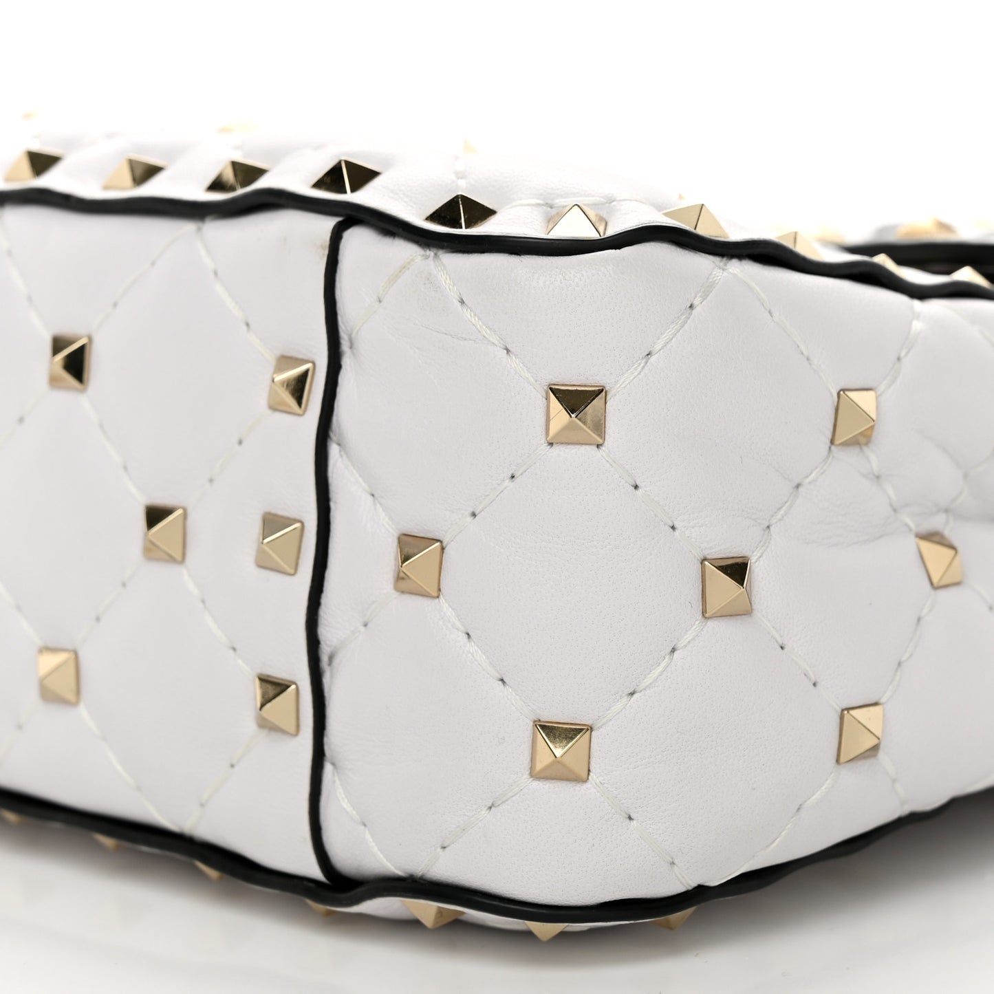 Lambskin VLTN Print Medium Rockstud Spike Shoulder Bag Optic White Black