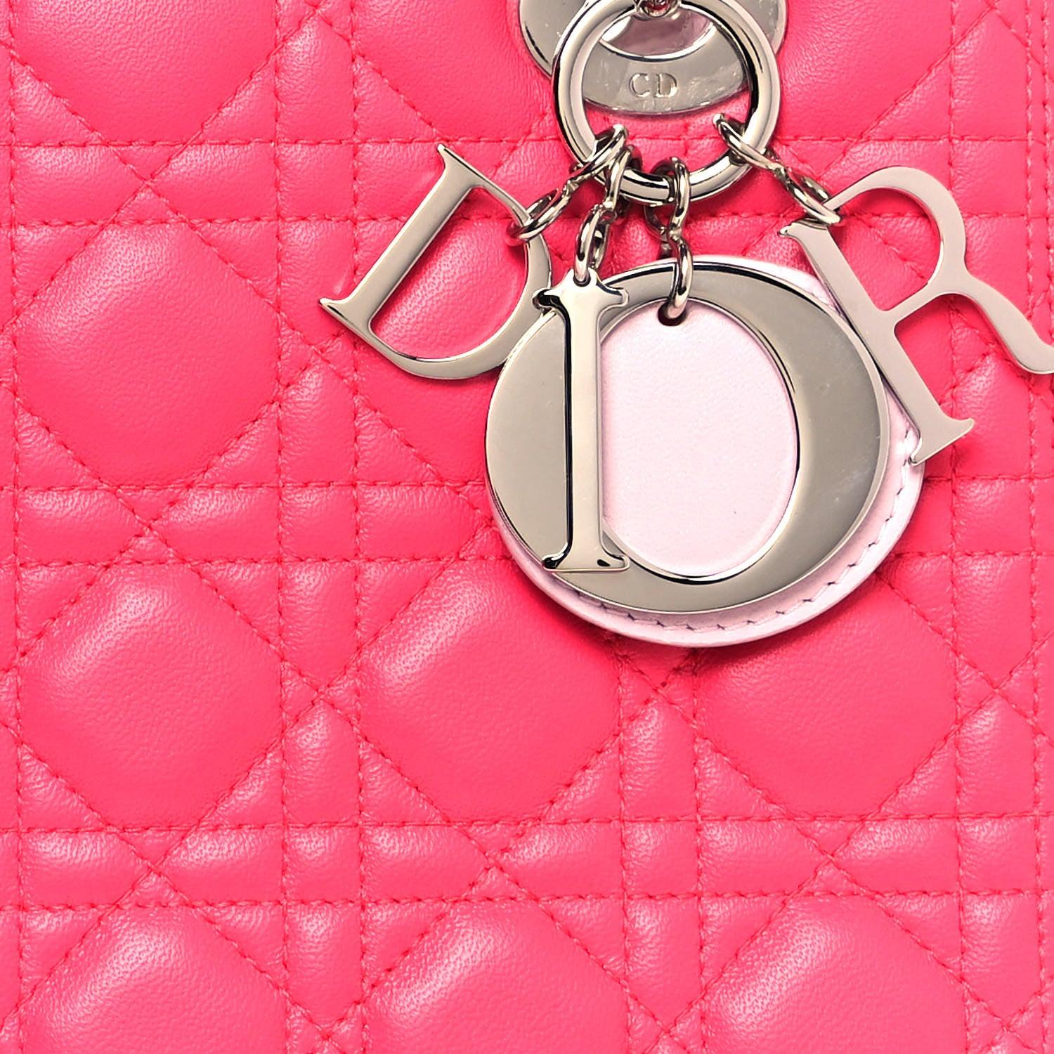Christian Dior Lambskin Cannage Medium Tri-Color Lady Dior Fuchsia 7 of 13