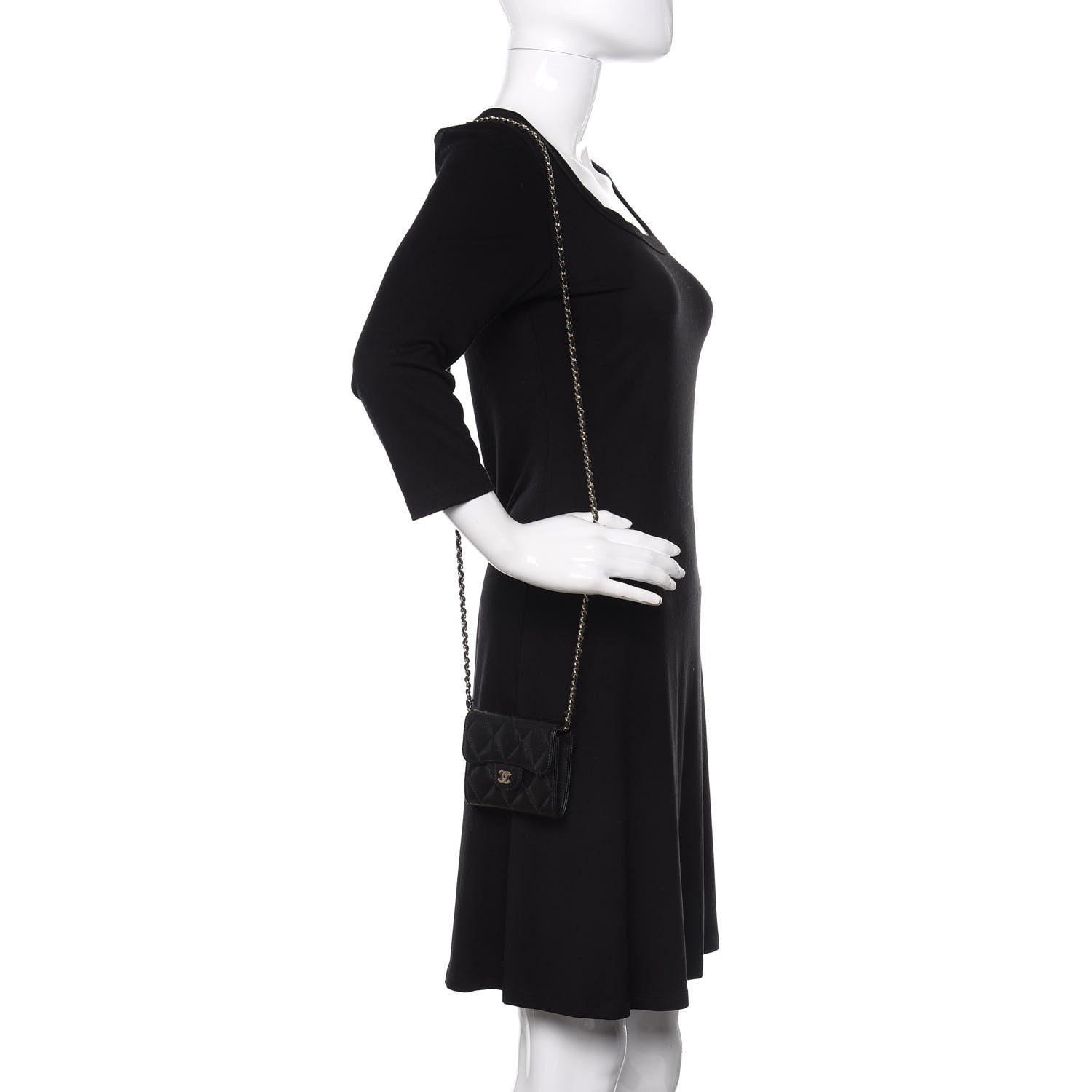 Chanel Caviar Quilted Flap Card Holder On Chain Black 2 of 11