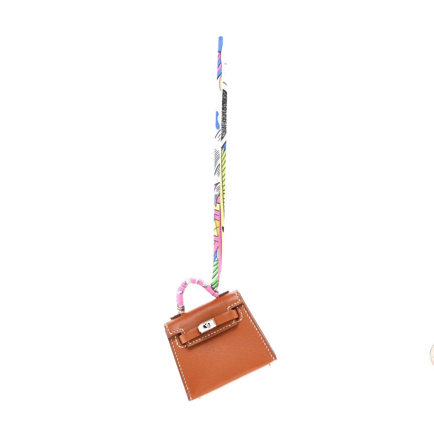 Hermes Tadelakt Mini Kelly Twilly Bag Charm Fauve 1 of 6